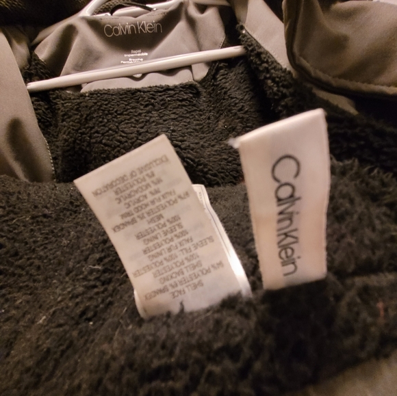 Calvin Klein Pea Coat w/ Detachable Fur Hood GREY & Black Accents - Picture 5 of 5